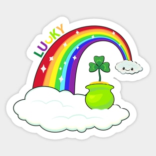 cute clover, rainbow Sticker